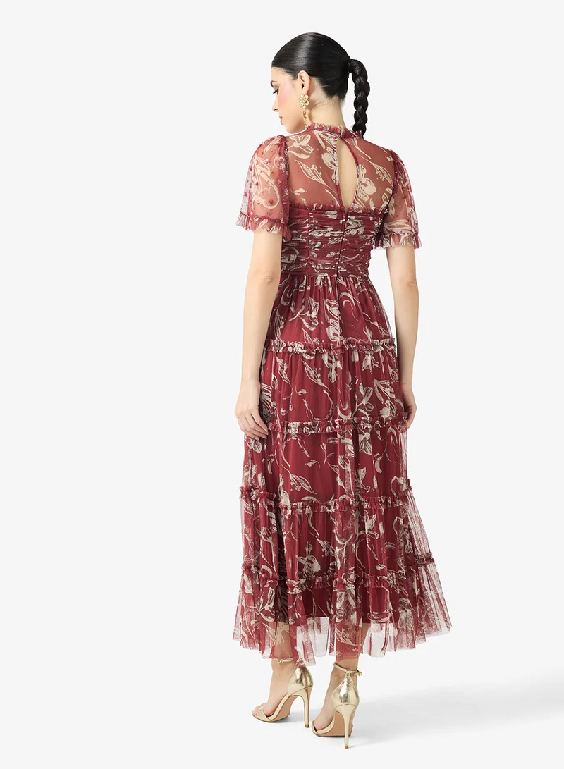 Anaya With Love Tulle High Neck Maxi Dress